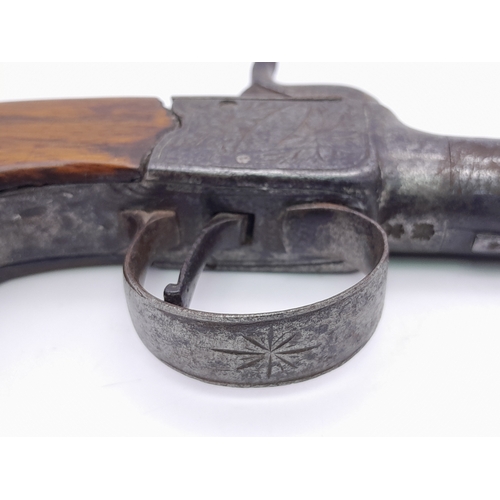 516 - An Antique, Obsolete Caliber, 19th Century Pocket or Muff Percussion Pistol. 14.5 cm Length. Screw o... 
