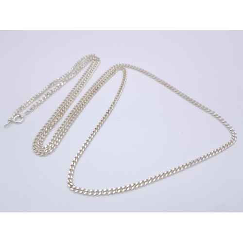 518 - Fully hallmarked slim SILVER CURB CHAIN NECKLACE. Longer Length at 75 cm (2 ft 6”). Beautiful as new... 