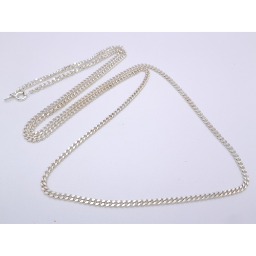 518 - Fully hallmarked slim SILVER CURB CHAIN NECKLACE. Longer Length at 75 cm (2 ft 6”). Beautiful as new... 