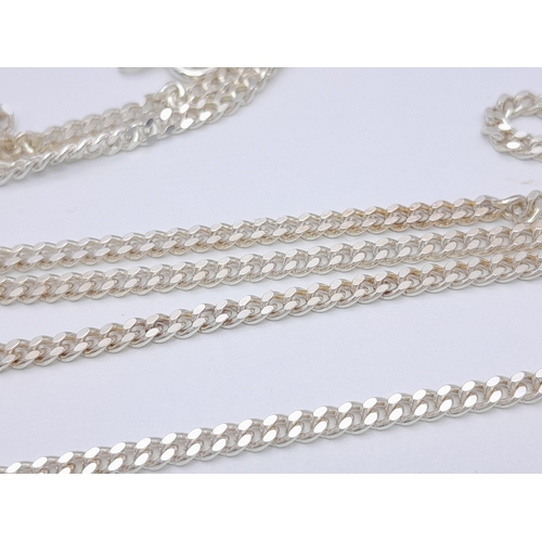518 - Fully hallmarked slim SILVER CURB CHAIN NECKLACE. Longer Length at 75 cm (2 ft 6”). Beautiful as new... 