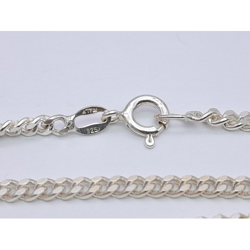 518 - Fully hallmarked slim SILVER CURB CHAIN NECKLACE. Longer Length at 75 cm (2 ft 6”). Beautiful as new... 