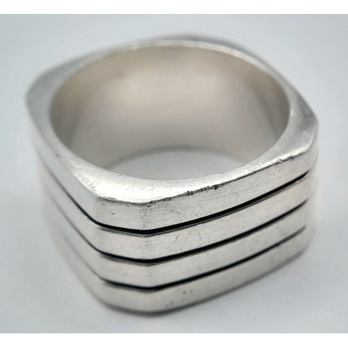 1035 - A Heavyweight Hallmarked Sterling Silver Wide Band Ring Size T. Measures 1.3cm wide and weighs 16.7 ... 