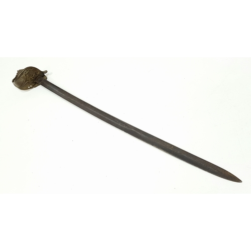 530 - An Antique British Naval Sword. 90cm Length. Stamped to Blade ‘Proved with stamp in circle’. UK Main... 