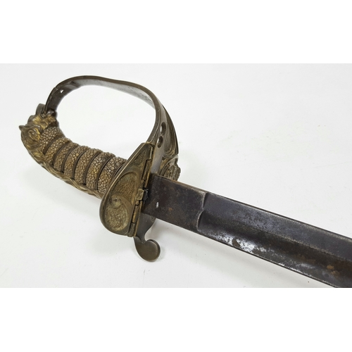 530 - An Antique British Naval Sword. 90cm Length. Stamped to Blade ‘Proved with stamp in circle’. UK Main... 