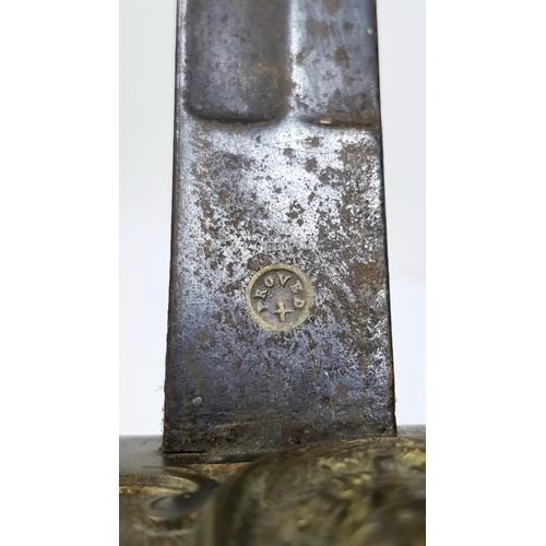 530 - An Antique British Naval Sword. 90cm Length. Stamped to Blade ‘Proved with stamp in circle’. UK Main... 