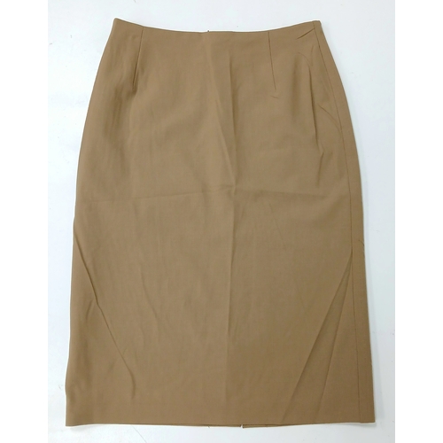 1075 - A Hugo Boss Camel Pencil Skirt. UK size 10. Zip to the back. Approximately 61cm length. In good cond... 