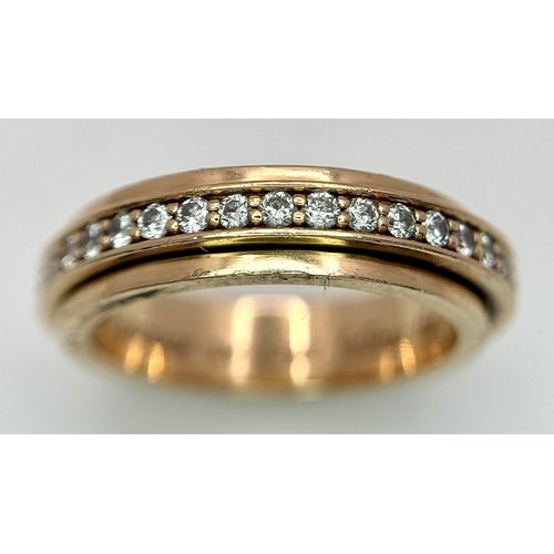 1004 - A 14K Yellow Gold Diamond Full Eternity Ring. Size L 1/2. 6.22g total weight. 0.62ctw with VS clarit... 