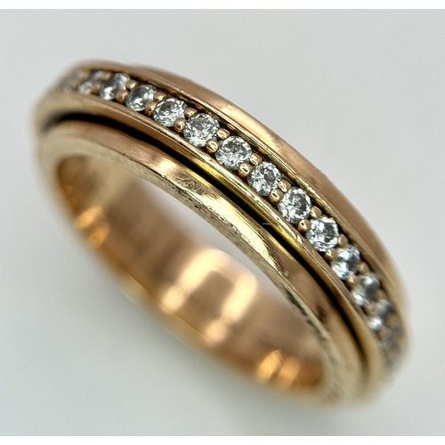 1004 - A 14K Yellow Gold Diamond Full Eternity Ring. Size L 1/2. 6.22g total weight. 0.62ctw with VS clarit... 
