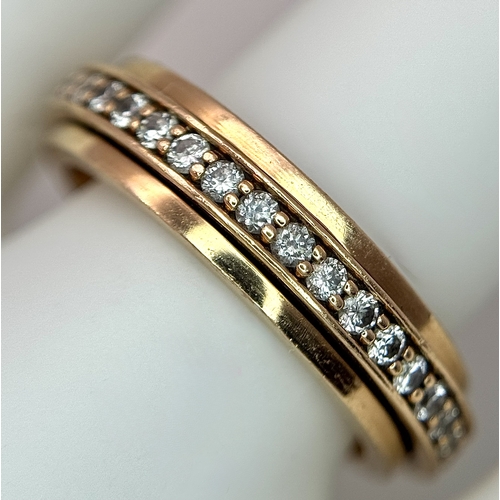 1004 - A 14K Yellow Gold Diamond Full Eternity Ring. Size L 1/2. 6.22g total weight. 0.62ctw with VS clarit... 
