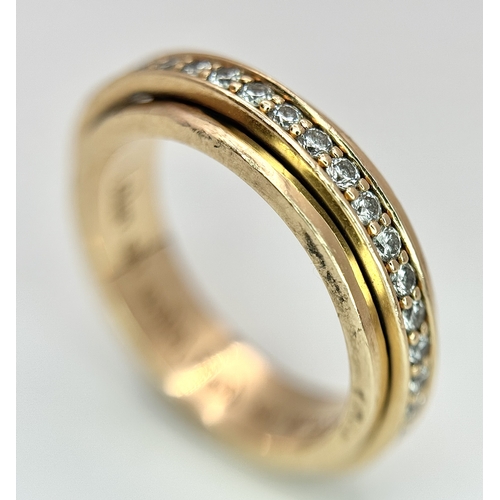 1004 - A 14K Yellow Gold Diamond Full Eternity Ring. Size L 1/2. 6.22g total weight. 0.62ctw with VS clarit... 