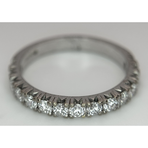 1018 - An 18K White Gold Lab Grown Diamond Half Eternity Ring. Size R. 4.2g. IIB/28055.
