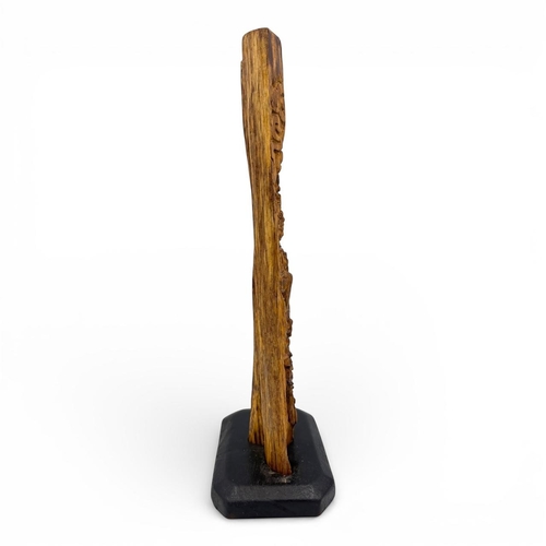 1012 - A magnificent Natural agarwood hand-carved relief depicting a seated Buddhist figure beneath swirlin... 