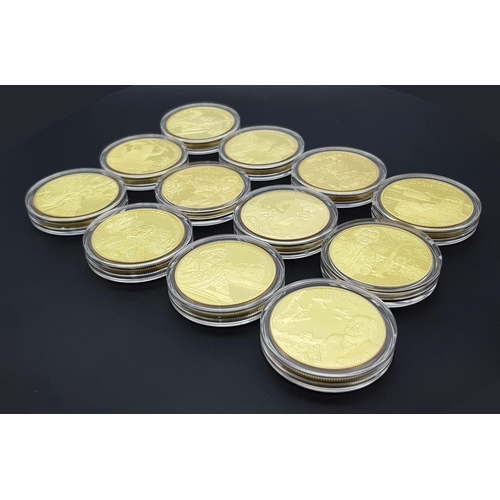 1017 - A Westminster 24K Gold Plated Proof Coin Set. 12, 2003 Queen Elizabet II Commemorative East Caribbea... 