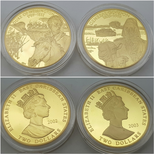 1017 - A Westminster 24K Gold Plated Proof Coin Set. 12, 2003 Queen Elizabet II Commemorative East Caribbea... 