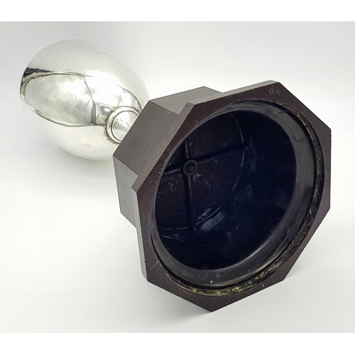 1081 - A Sterling Silver Cup Mounted on a Wood Base. Hallmarks for Birmingham 1920. Makers mark of Edgar an... 