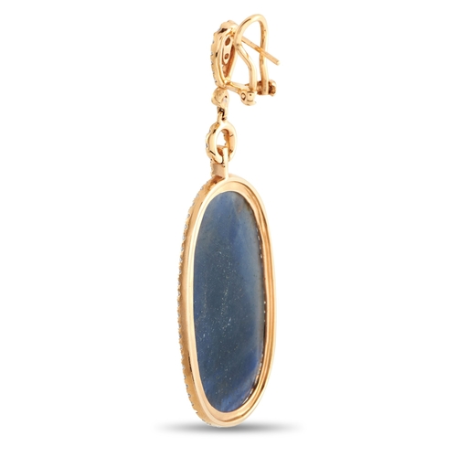 1002 - A pair of 18K Rose Gold 2.15ct Diamond and Sapphire Earrings. Bold Sapphire gemstones add an excitin... 