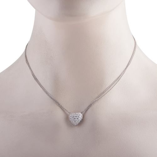 1016 - A Platinum 1.65ct Diamond Heart Necklace. The heart pendant, pave set with diamonds. Beneath the sur... 