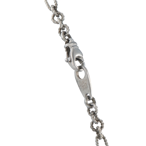 1023 - A 14K White Gold 4.46ct Diamond and Pearl Necklace. An intricate 14K White Gold chain measuring 21 i... 