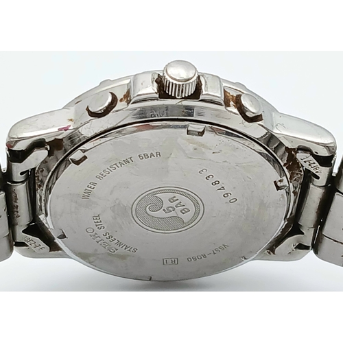 1099 - A 1990'S SEIKO CHRONOGRAPH, DATE FUNCTION, STEEL BRACELET WATCH. IN WORKING ORDER. MODEL V657 - 8060... 