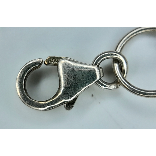 1112 - A Pretty Vintage Sterling Silver and Moonstone Set Chain Link Bracelet-20.5cm Overall Length. Set wi... 