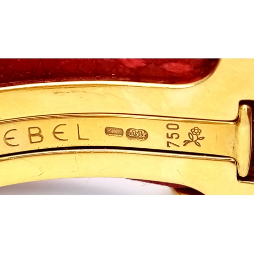 508 - A LADIES 18K GOLD EBEL BELUGA WATCH. RED LEATHER STRAP WITH 18K GOLD CLASP. 18K GOLD CASE - 25MM. WH... 