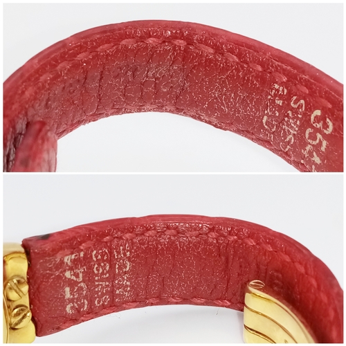 508 - A LADIES 18K GOLD EBEL BELUGA WATCH. RED LEATHER STRAP WITH 18K GOLD CLASP. 18K GOLD CASE - 25MM. WH... 