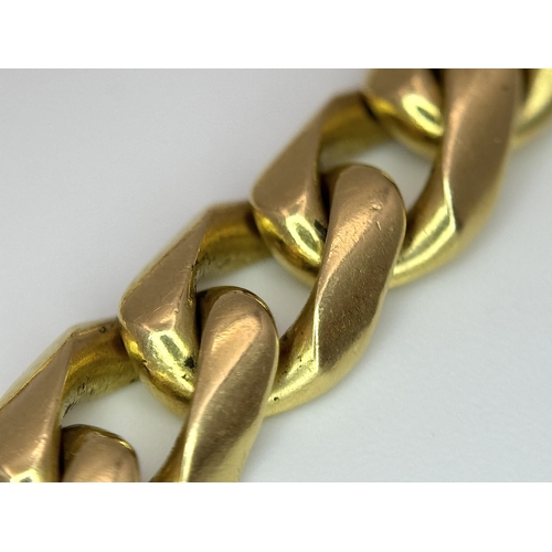515 - A TIFFANY AND CO 18K GOLD CURB LINK BRACELET WITH BOX CLASP .          40gms        19cms
