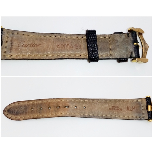 1101 - A FABULOUS LADIES CARTIER 'MUST DE CARTIER' WATCH. QUARTZ MOVEMENT WITH A GOLD PLATED SILVER CASE - ... 