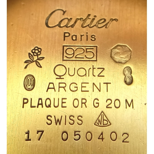 1101 - A FABULOUS LADIES CARTIER 'MUST DE CARTIER' WATCH. QUARTZ MOVEMENT WITH A GOLD PLATED SILVER CASE - ... 