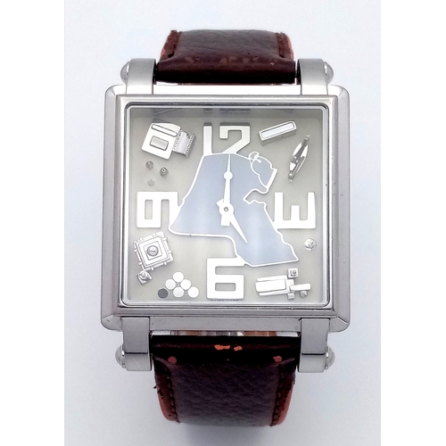 1122 - A Jacob and Co. Kuwait Limited Edition (No. 216) Gents Quartz Watch. Brown leather strap. Stainless ... 