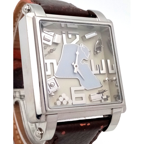 1122 - A Jacob and Co. Kuwait Limited Edition (No. 216) Gents Quartz Watch. Brown leather strap. Stainless ... 