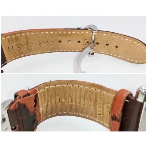 1122 - A Jacob and Co. Kuwait Limited Edition (No. 216) Gents Quartz Watch. Brown leather strap. Stainless ... 