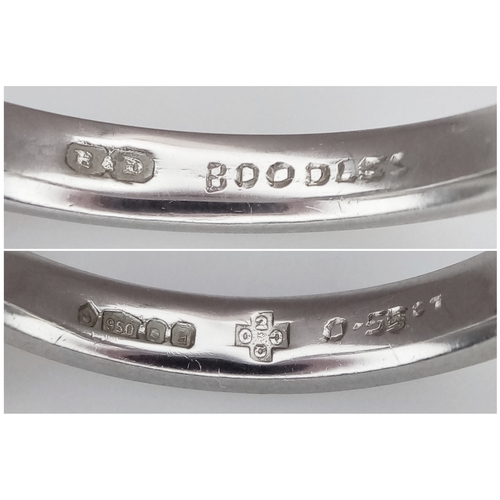 544 - A 950 Platinum, Diamond Solitaire Ring. 0.55ct oval cut diamond. SL2 clarity. Slight colour tint. Si... 