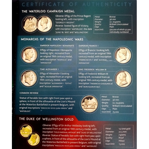 558 - A Worcestershire Medal Service 'The Battle of Waterloo 1815-2015 Commemorative Medal Set. Five bronz... 