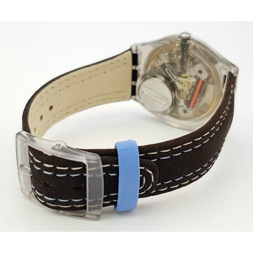 1001 - A SWATCH, BLUE CHOCO WATCH. 2003 MODEL GM415. UNWORN AND IN ORIGINAL PACKAGING. IN FULL WORKING ORDE... 