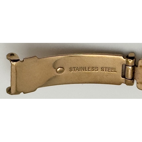 1085 - A FOSSIL, ROSE GOLD TONE, STONE SET, BRACELET WATCH. IN FULL WORKING ORDER. NEW BATTERY FITTED RECEN... 