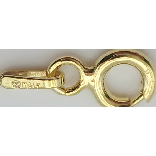 1105 - An Antique Rolled Gold Heart Locket Pendant on a later Gold Gilded Sterling Silver 46cm Length Chain... 