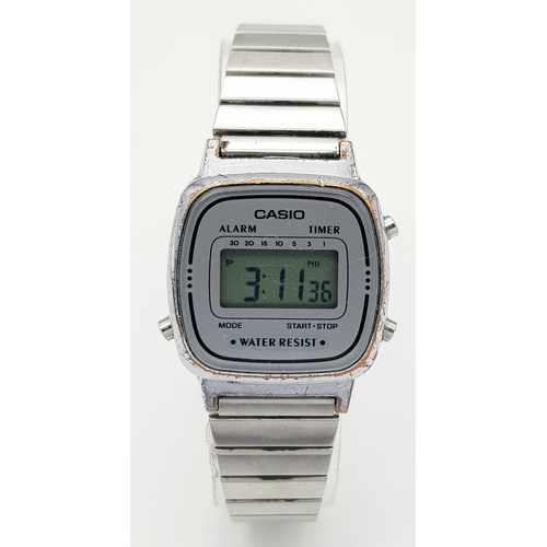 1141 - A CASIO, 3191, DIGITAL ALARM, STEEL BRACELET WATCH. IN FULL WORKING ORDER. S/A 1599 - 8