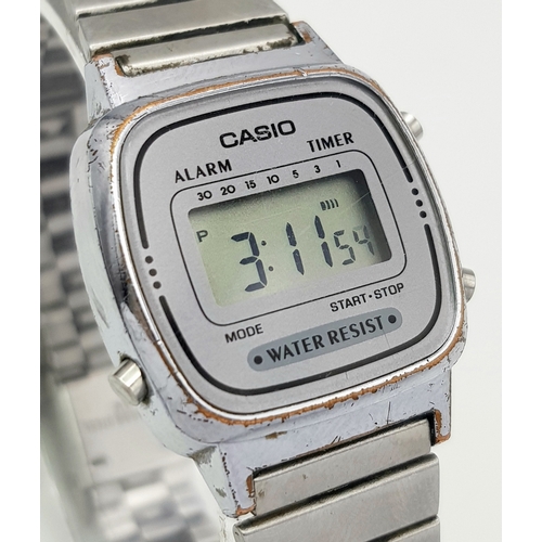1141 - A CASIO, 3191, DIGITAL ALARM, STEEL BRACELET WATCH. IN FULL WORKING ORDER. S/A 1599 - 8