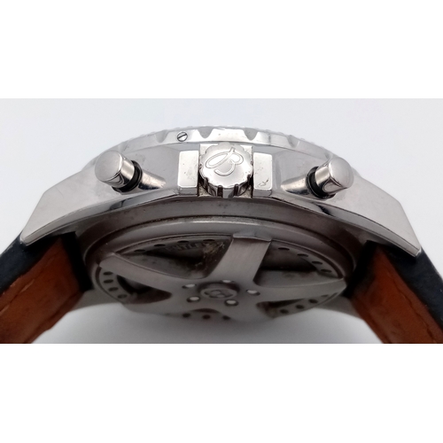 501 - A Breitling Bentley Automatic Chronograph Gents Watch. Model A44362. Black leather strap with Breitl... 