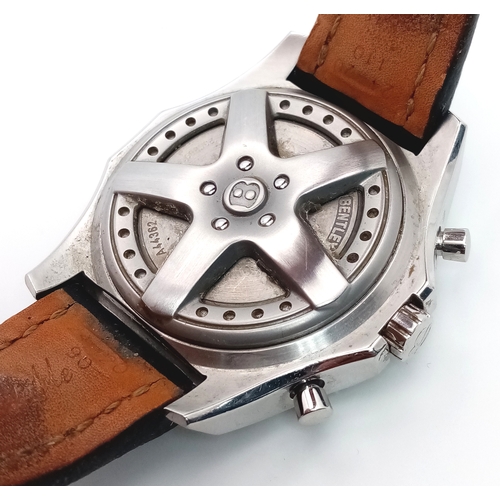 501 - A Breitling Bentley Automatic Chronograph Gents Watch. Model A44362. Black leather strap with Breitl... 