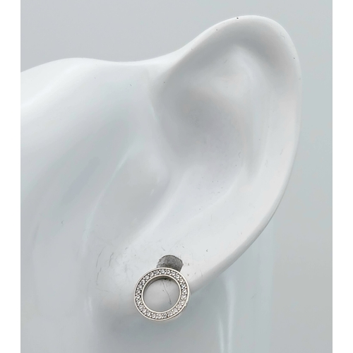 555 - A Pandora Pendant on Chain with Matching Earrings. All sterling silver with stone set decoration. 2c... 