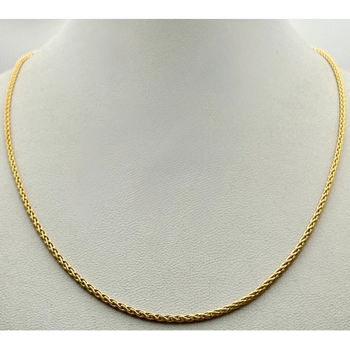 160 - An 18K Yellow Gold Rope Chain/Necklace. 40cm. 6.9g