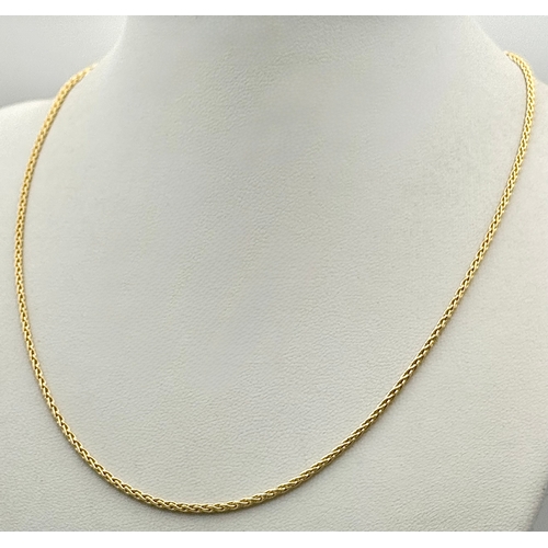 160 - An 18K Yellow Gold Rope Chain/Necklace. 40cm. 6.9g