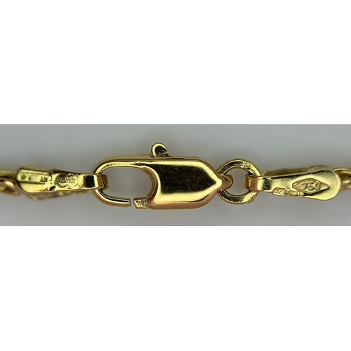 160 - An 18K Yellow Gold Rope Chain/Necklace. 40cm. 6.9g