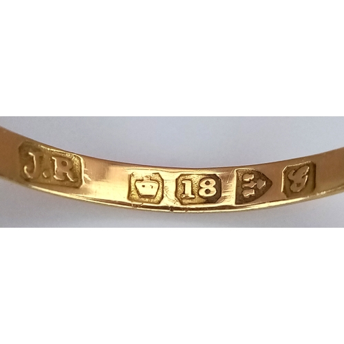 169 - An Antique 18K Yellow Gold and Diamond Set Ring. Chester hallmarks. Five old cut diamonds. Size N. 1... 