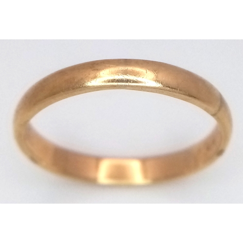 190 - A 14K Yellow Gold Band Ring. 4mm width. Size R 1/2. 2.9g.