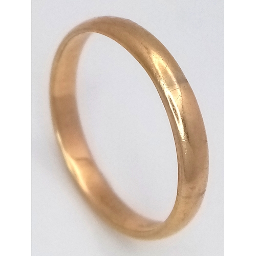 190 - A 14K Yellow Gold Band Ring. 4mm width. Size R 1/2. 2.9g.