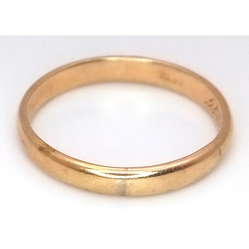 190 - A 14K Yellow Gold Band Ring. 4mm width. Size R 1/2. 2.9g.