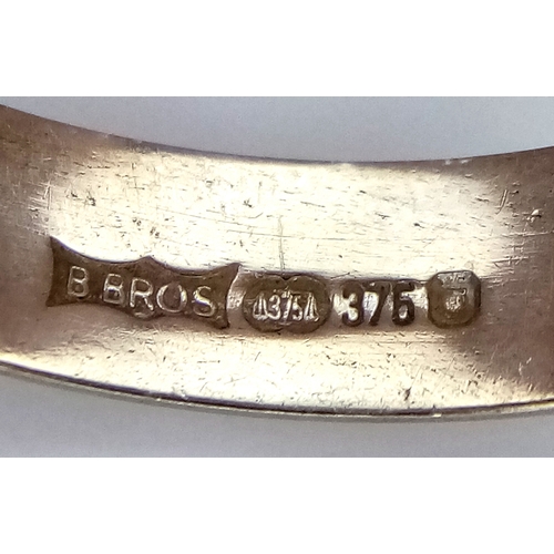 363 - A 9K Gold Band Ring. 5mm width. Size K 1/2. 1.45g.